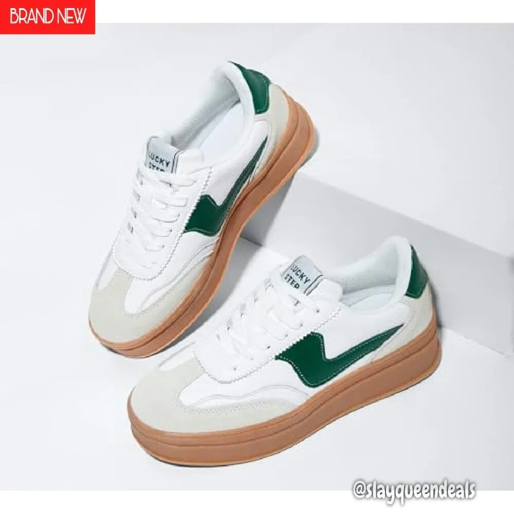 Women's Platform Sneakers Genuine Leather Suede Thick Sole Casual Walking - Picture 7 of 8